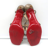 Christian Louboutin Cutout Kitten Heel Slingback Sandals Bronze Leather Size 38