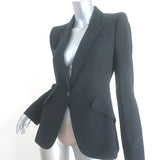 Alexander McQueen Peak Shoulder Blazer Black Crepe Size 42 One-Button Jacket