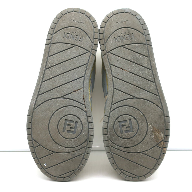 Fendi Match Sneakers Yellow Suede &amp; Light Blue Leather Size 38