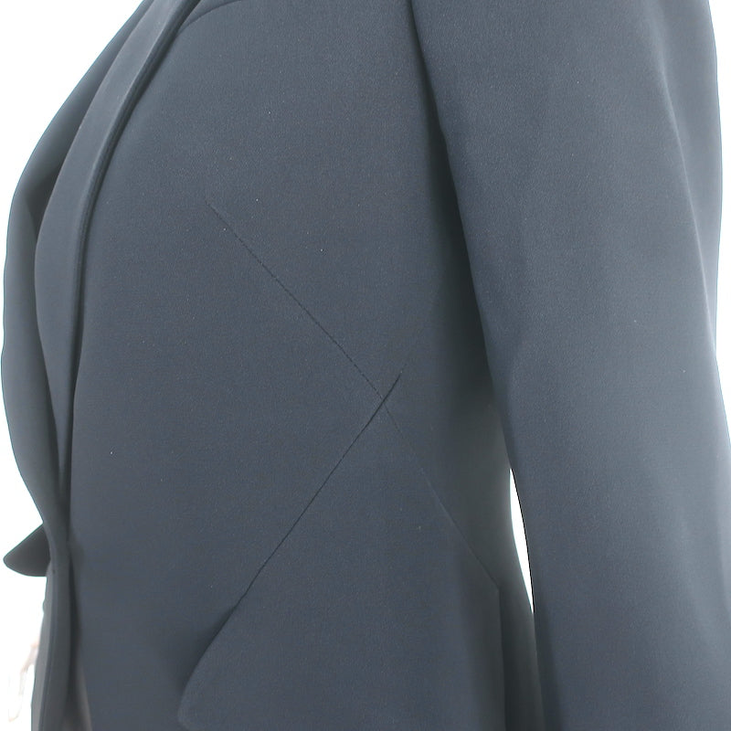 Alexander McQueen Peak Shoulder Blazer Black Crepe Size 42 One-Button Jacket