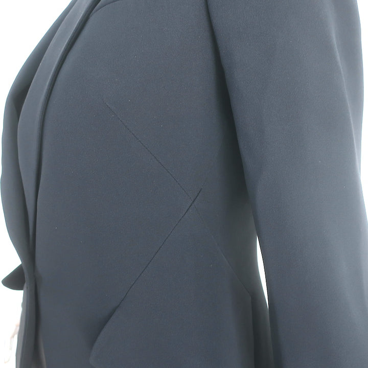 Alexander McQueen Peak Shoulder Blazer Black Crepe Size 42 One-Button Jacket