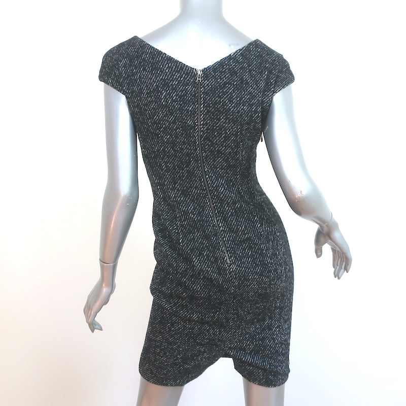Dolce &amp; Gabbana Tweed Mini Dress Black Wool-Angora Size 36 Cap Sleeve Sheath