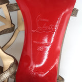 Christian Louboutin Cutout Kitten Heel Slingback Sandals Bronze Leather Size 38