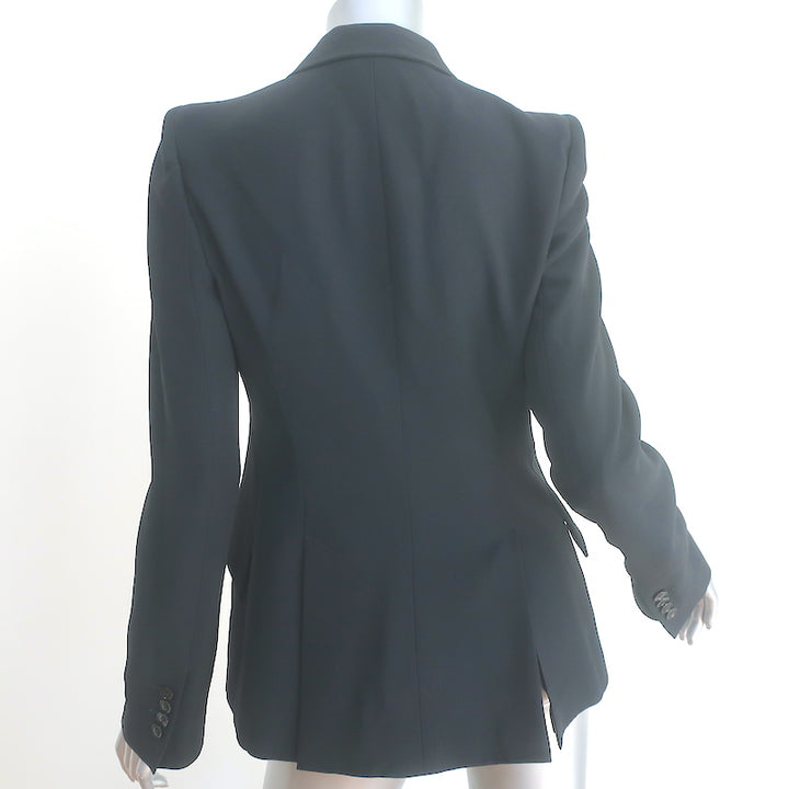 Alexander McQueen Peak Shoulder Blazer Black Crepe Size 42 One-Button Jacket