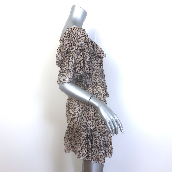 Zimmermann Prima Cherry Frill Ruffled Mini Dress Black/Cream Silk Chiffon Size 1