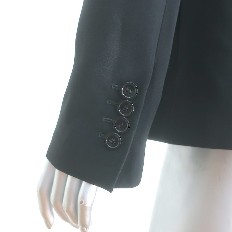 Alexander McQueen Peak Shoulder Blazer Black Crepe Size 42 One-Button Jacket