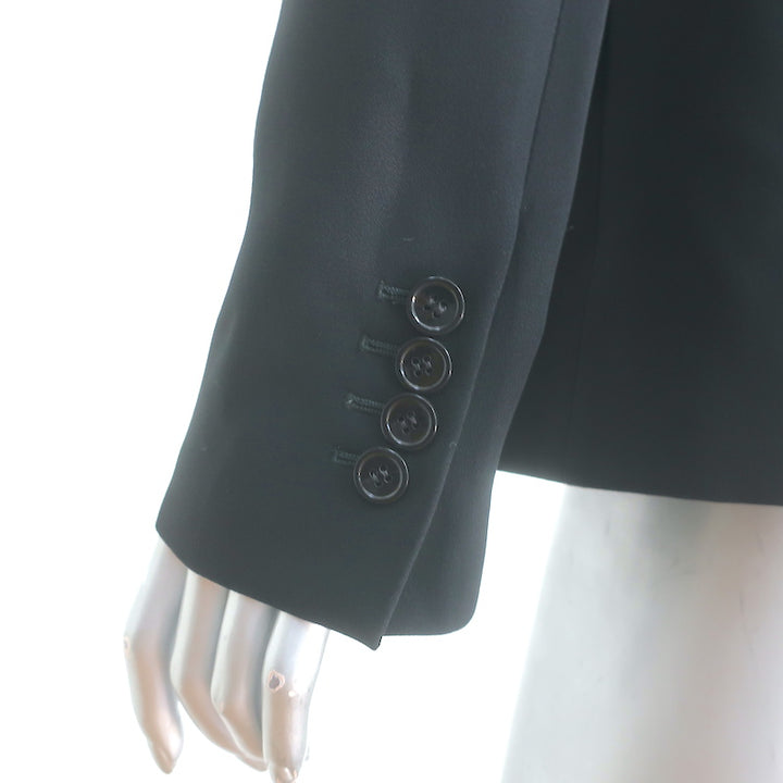 Alexander McQueen Peak Shoulder Blazer Black Crepe Size 42 One-Button Jacket