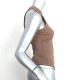 ANINE BING Ty Thong Bodysuit Brown Ribbed Knit Size Small NEW