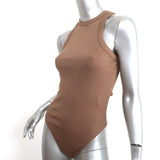 ANINE BING Ty Thong Bodysuit Brown Ribbed Knit Size Small NEW