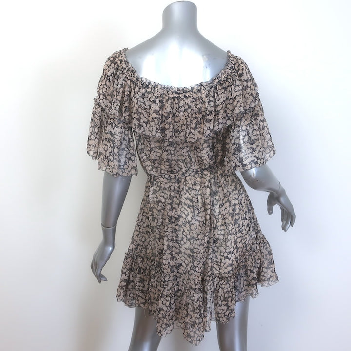 Zimmermann Prima Cherry Frill Ruffled Mini Dress Black/Cream Silk Chiffon Size 1