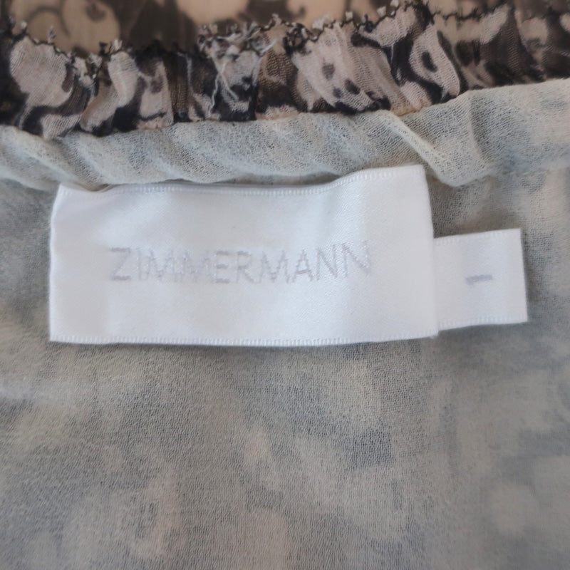 Zimmermann Prima Cherry Frill Ruffled Mini Dress Black/Cream Silk Chiffon Size 1