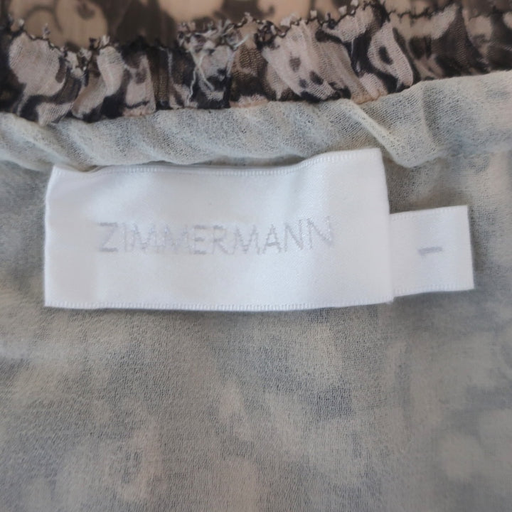 Zimmermann Prima Cherry Frill Ruffled Mini Dress Black/Cream Silk Chiffon Size 1