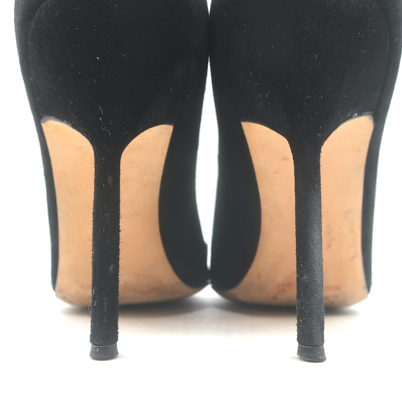 Manolo Blahnik BB 105 Pumps Black Suede Size 36 Pointed Toe Heels