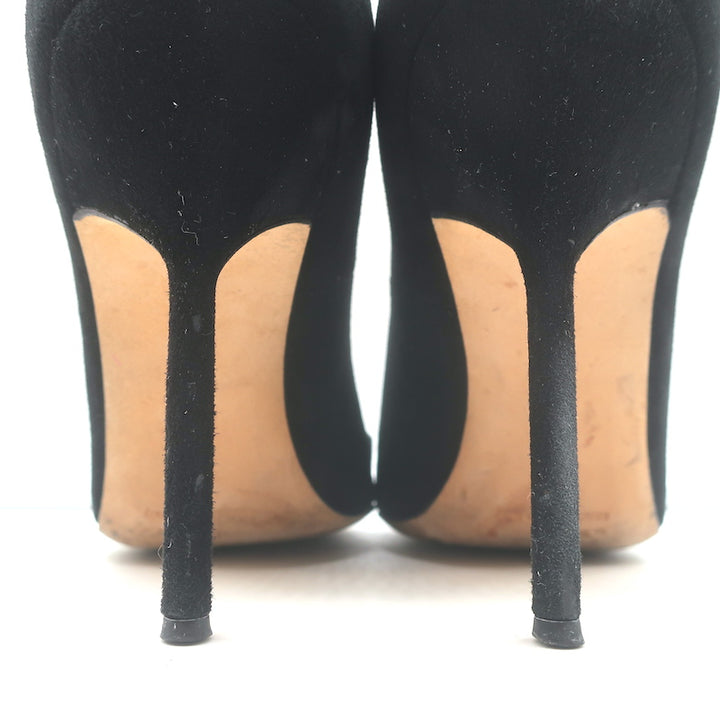 Manolo Blahnik BB 105 Pumps Black Suede Size 36 Pointed Toe Heels