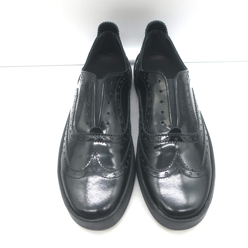 Rag &amp; Bone Meli Laceless Brogue Sneakers Black Polished Leather Size 37