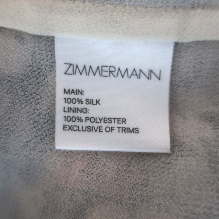 Zimmermann Prima Cherry Frill Ruffled Mini Dress Black/Cream Silk Chiffon Size 1