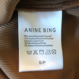 ANINE BING Ty Thong Bodysuit Brown Ribbed Knit Size Small NEW