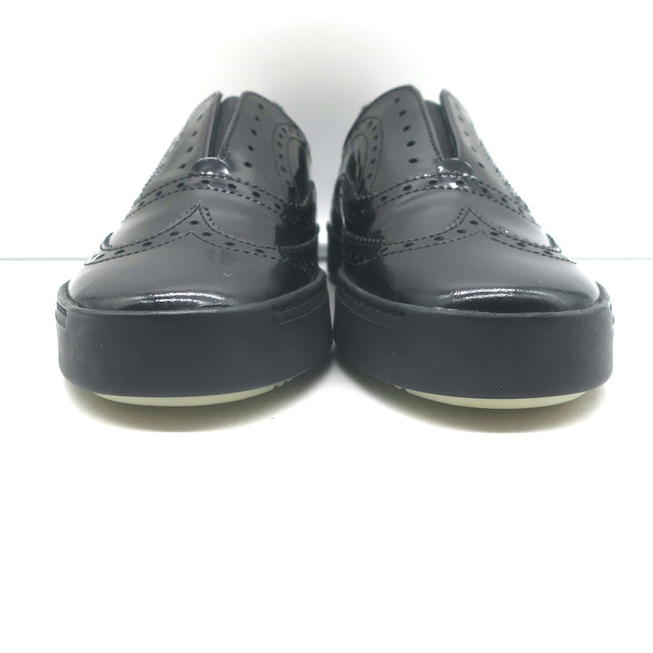Rag &amp; Bone Meli Laceless Brogue Sneakers Black Polished Leather Size 37