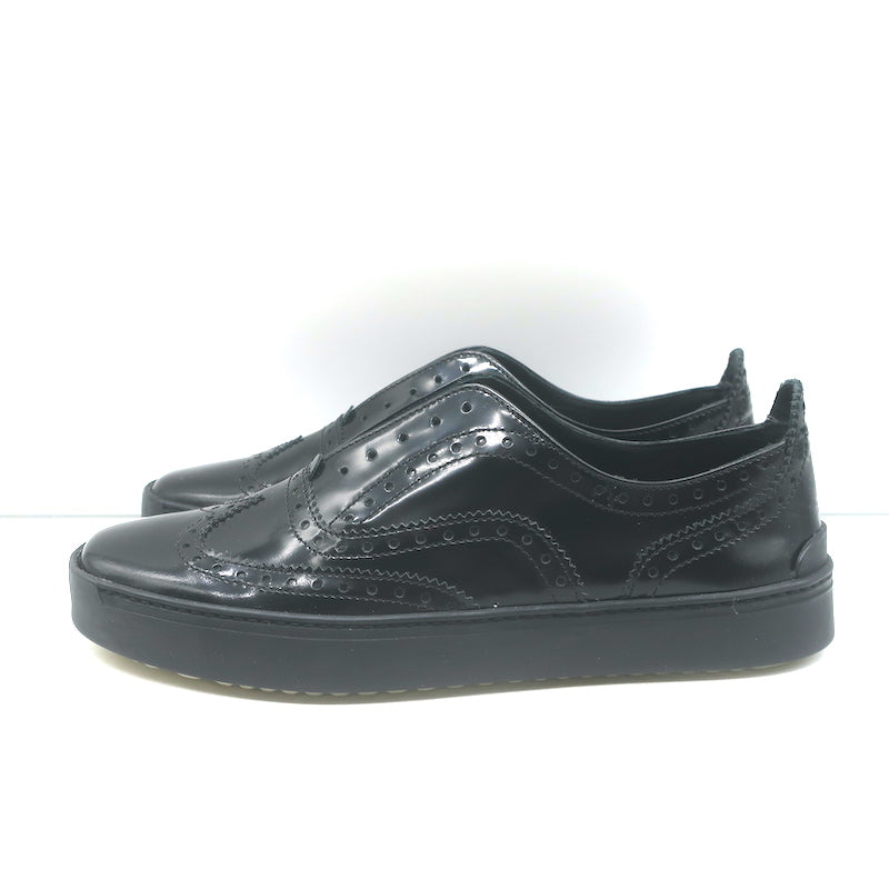 Rag &amp; Bone Meli Laceless Brogue Sneakers Black Polished Leather Size 37