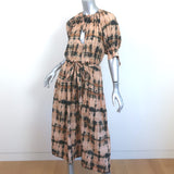 Ulla Johnson Midi Dress Selena Beige Tie Dye Cotton-Blend Size Small