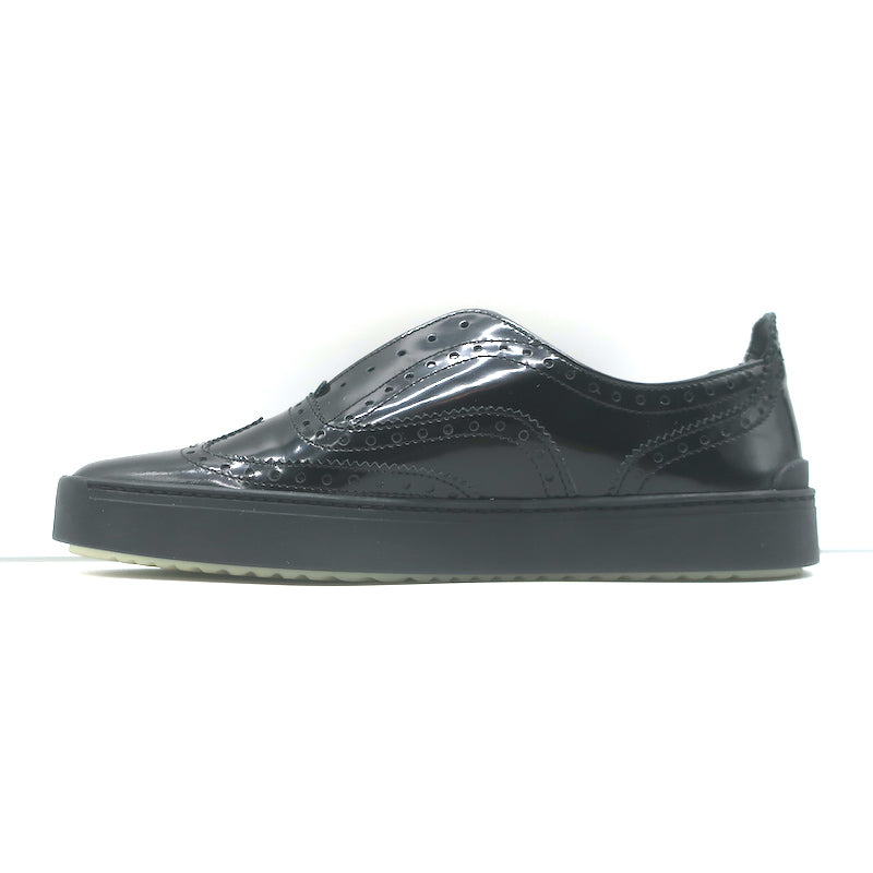 Rag &amp; Bone Meli Laceless Brogue Sneakers Black Polished Leather Size 37