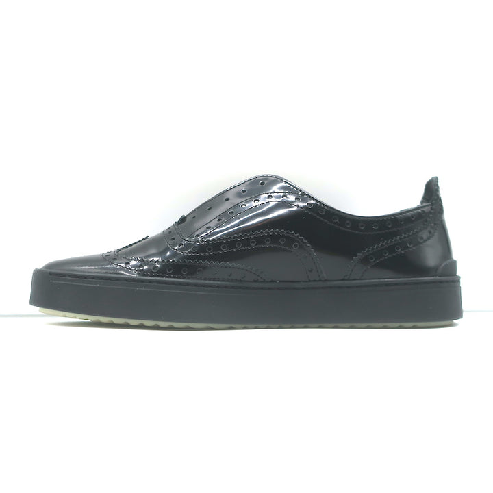 Rag &amp; Bone Meli Laceless Brogue Sneakers Black Polished Leather Size 37