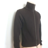 Prada Ribbed Knit Zip-Up Cardigan Sweater Dark Brown Wool Size 50