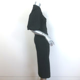 GANNI Pinstriped Puff Sleeve Midi Shirtdress Black Stretch Twill Size 32