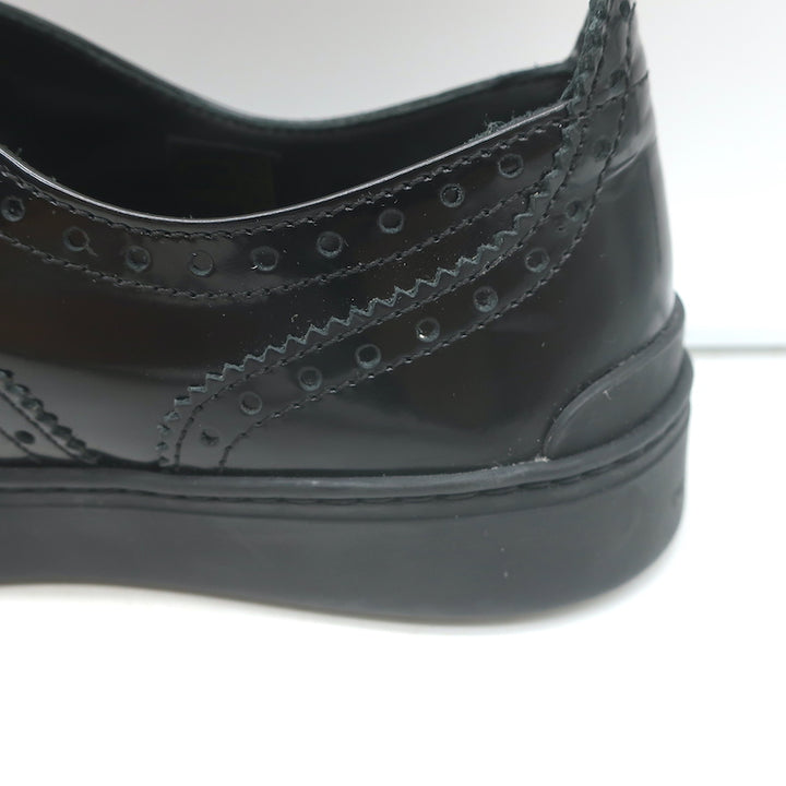 Rag &amp; Bone Meli Laceless Brogue Sneakers Black Polished Leather Size 37