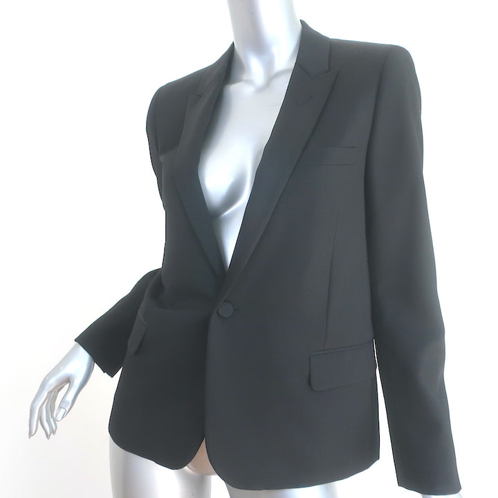 Saint Laurent Blazer Black Virgin Wool Size 40 One-Button Jacket