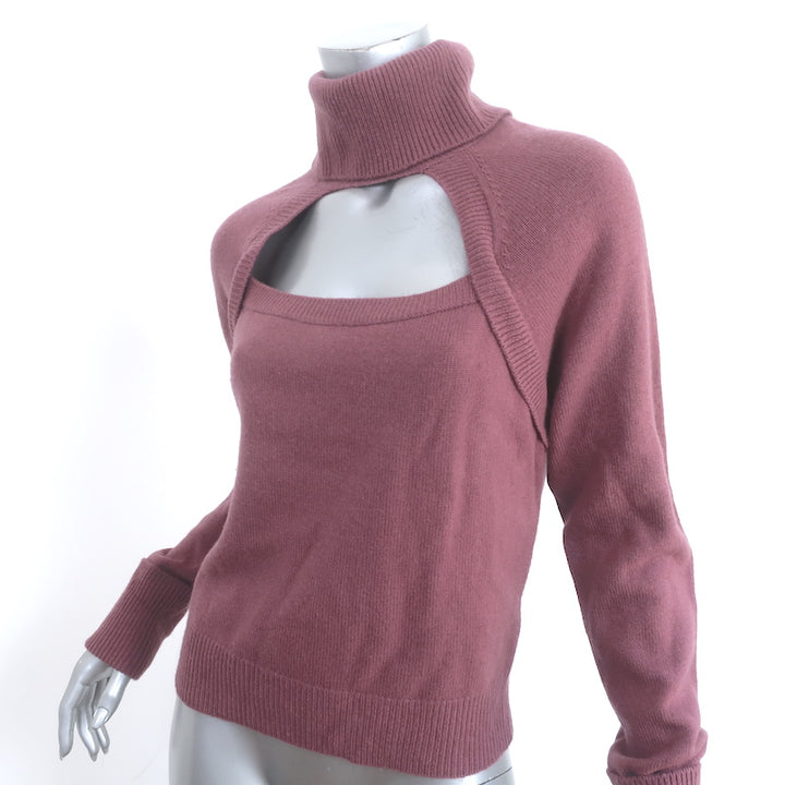 PAIGE Cherise Cutout Turtleneck Sweater Raspberry Mousse Size Small NEW