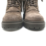 Moncler Patty Scarpa Shearling Lace-Up Ankle Boots Dark Taupe Suede Size 38 NEW
