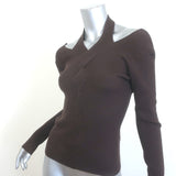 Jonathan Simkhai Leah Cable Knit Halter Sweater Dark Brown Size Medium