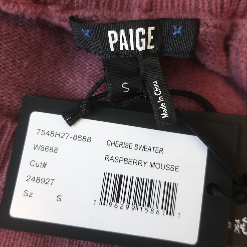 PAIGE Cherise Cutout Turtleneck Sweater Raspberry Mousse Size Small NEW