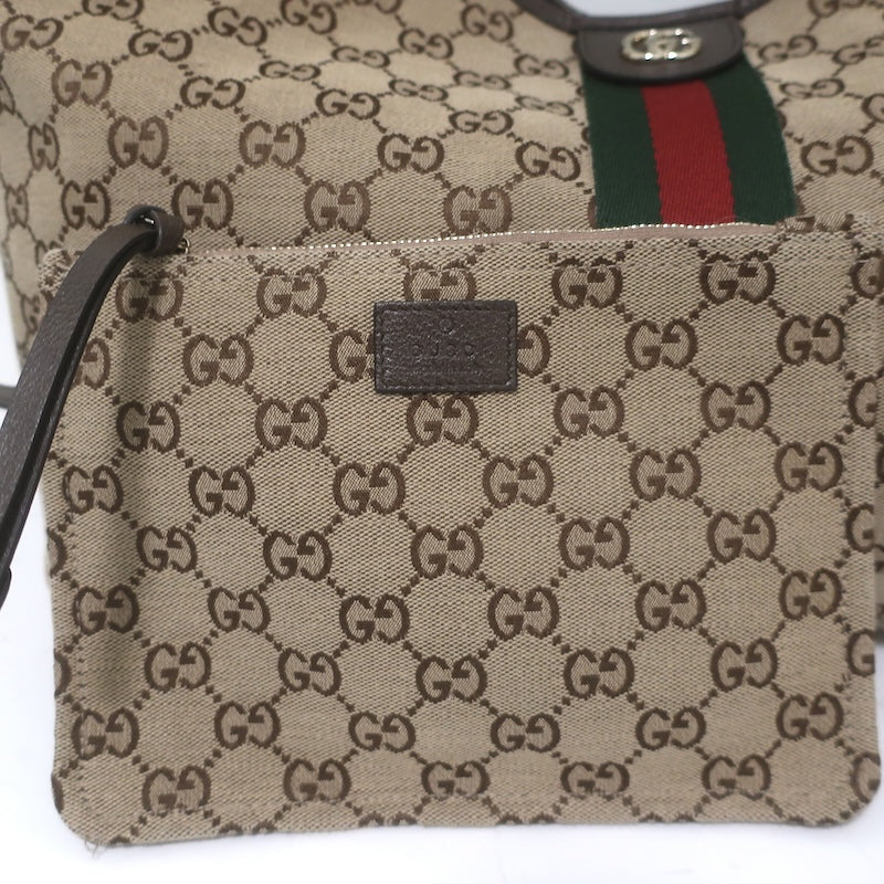 Gucci Giglio GG Monogram Canvas Web Large Hobo Bag Beige