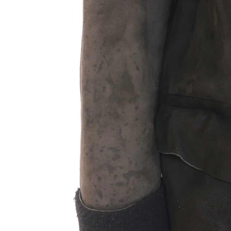 Miu Miu Shearling Hooded Coat Dark Brown Suede Size 54
