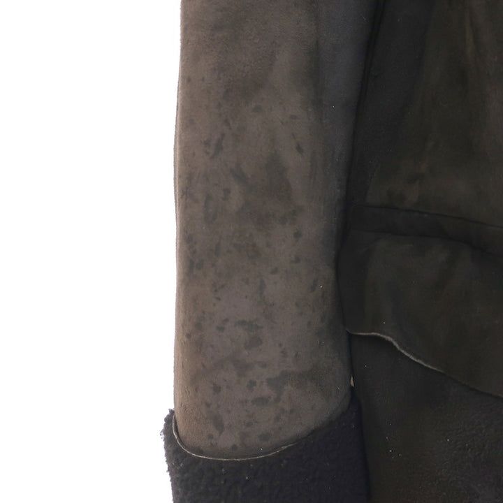 Miu Miu Shearling Hooded Coat Dark Brown Suede Size 54