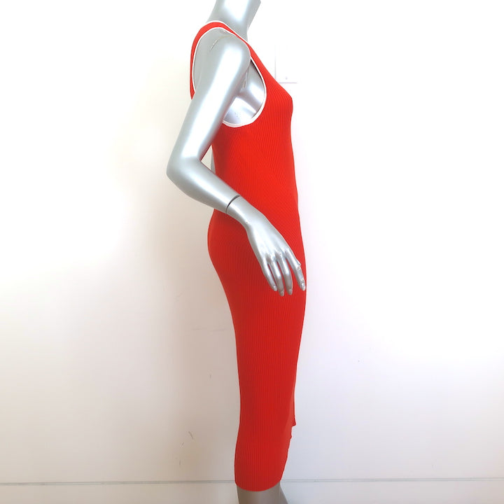 Rag &amp; Bone Kishi Seamless Tank Dress Orange Flame Ribbed Knit Size Medium NEW