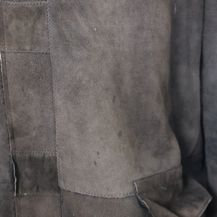 Miu Miu Shearling Hooded Coat Dark Brown Suede Size 54