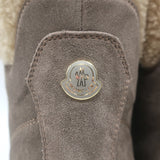 Moncler Patty Scarpa Shearling Lace-Up Ankle Boots Dark Taupe Suede Size 38 NEW