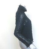 See by Chloe Swiss Dot-Embroidered Ruffled High Neck Blouse Navy Crepe Size 40