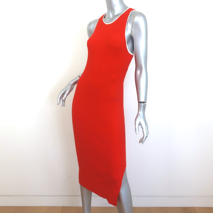 Rag &amp; Bone Kishi Seamless Tank Dress Orange Flame Ribbed Knit Size Medium NEW