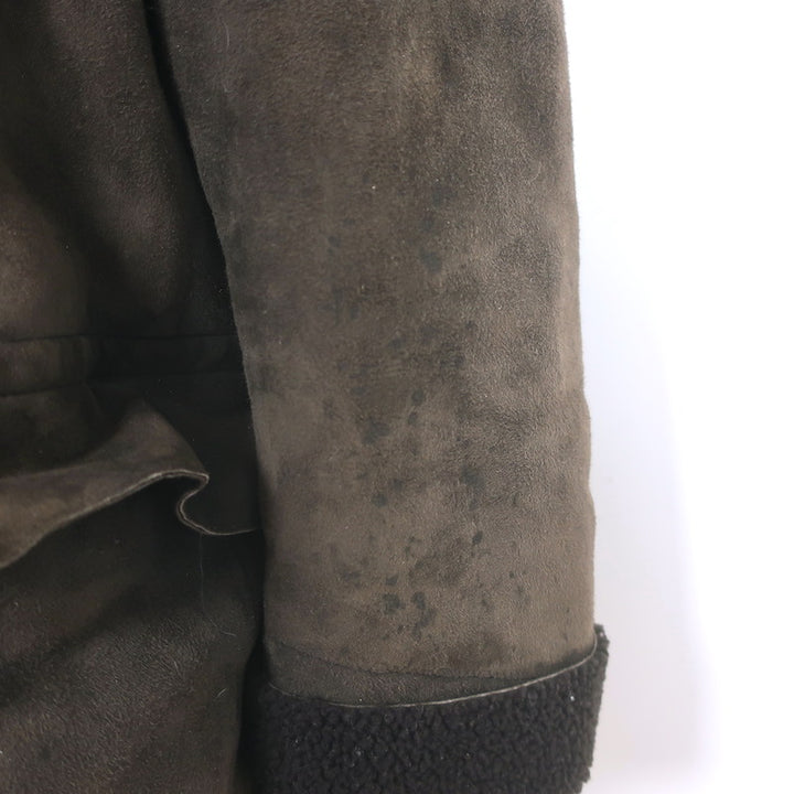 Miu Miu Shearling Hooded Coat Dark Brown Suede Size 54