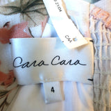 Cara Cara Blue Hill Tiered Midi Dress White/Multi Floral Print Linen Size 4 NEW