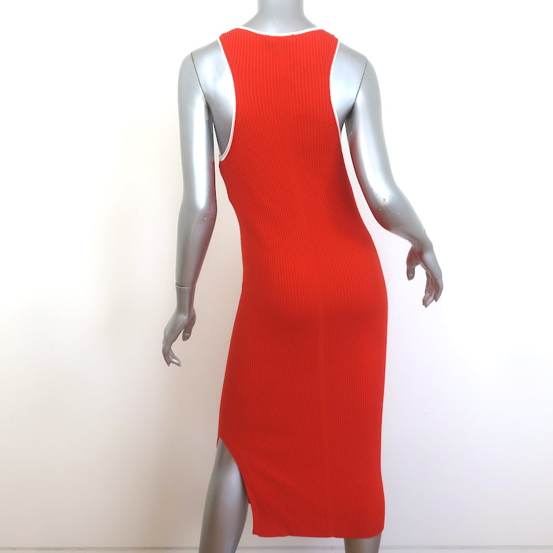 Rag &amp; Bone Kishi Seamless Tank Dress Orange Flame Ribbed Knit Size Medium NEW