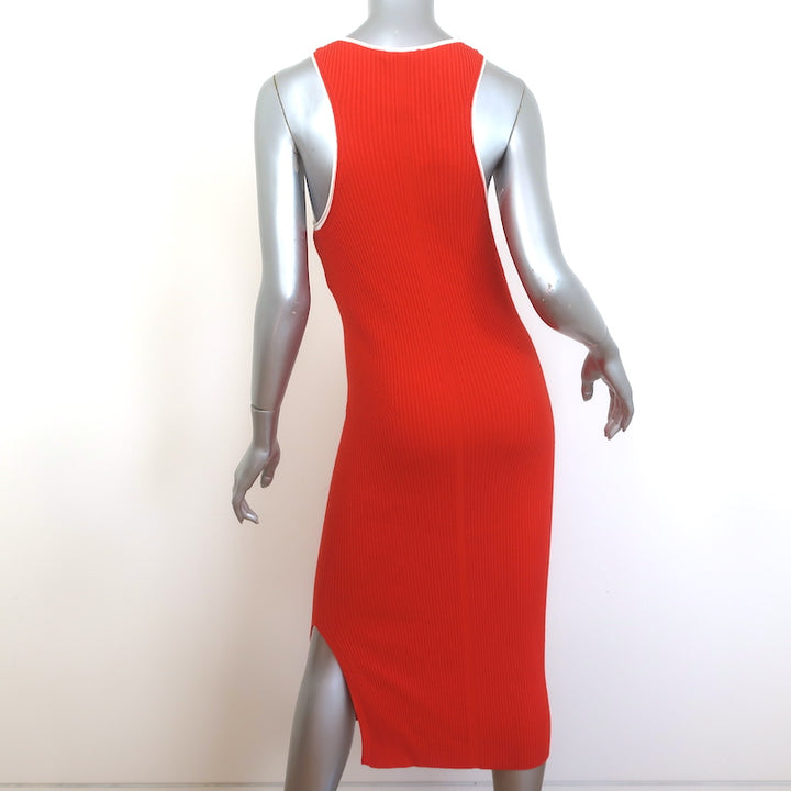 Rag &amp; Bone Kishi Seamless Tank Dress Orange Flame Ribbed Knit Size Medium NEW
