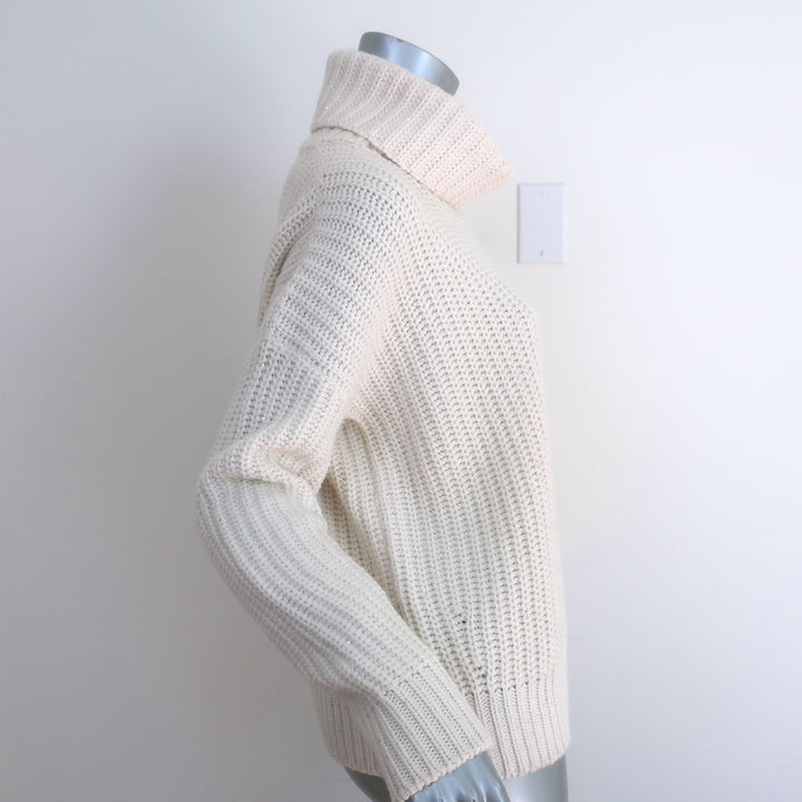 Loro Piana Sequined Turtleneck Sweater Ivory Cashmere-Silk Size 42