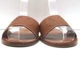 Louis Vuitton Lock It Flat Mules Brown Leather Size 37 Open Toe Sandals