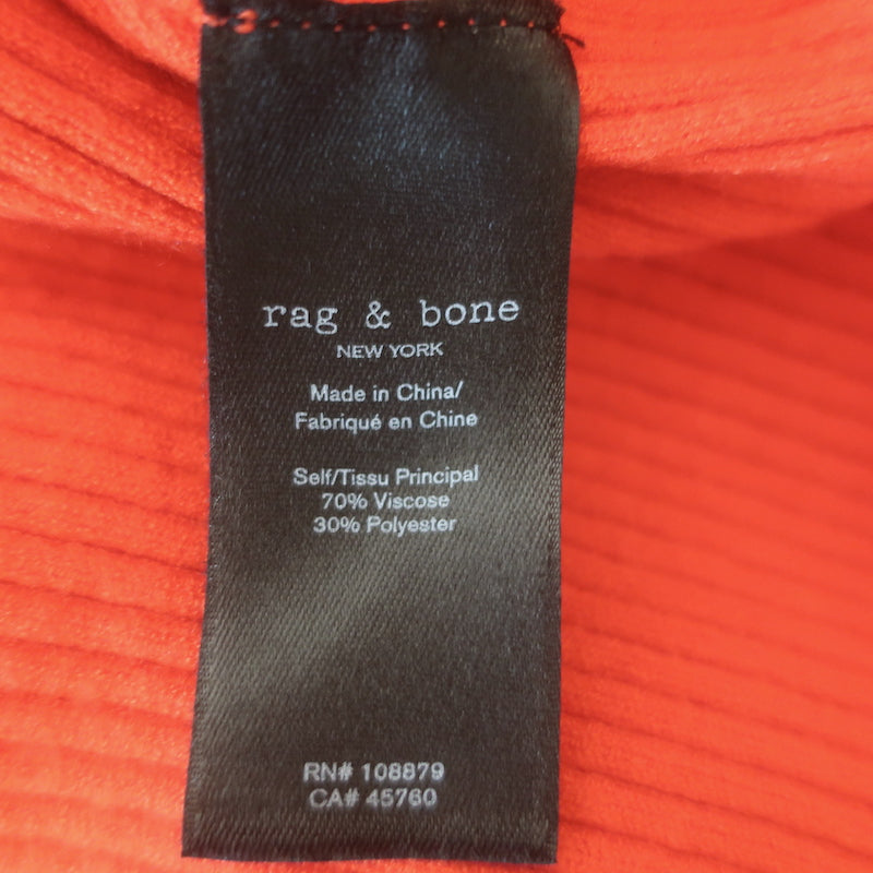 Rag &amp; Bone Kishi Seamless Tank Dress Orange Flame Ribbed Knit Size Medium NEW