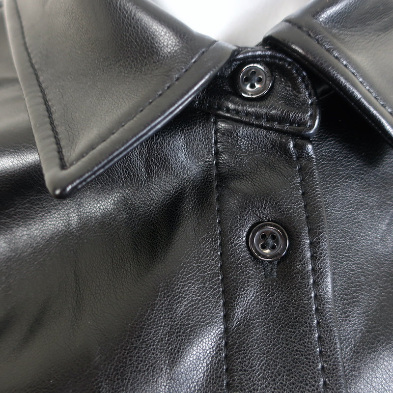 Jonathan Simkhai Soiele Faux Leather Mini Shirtdress Black Size 6